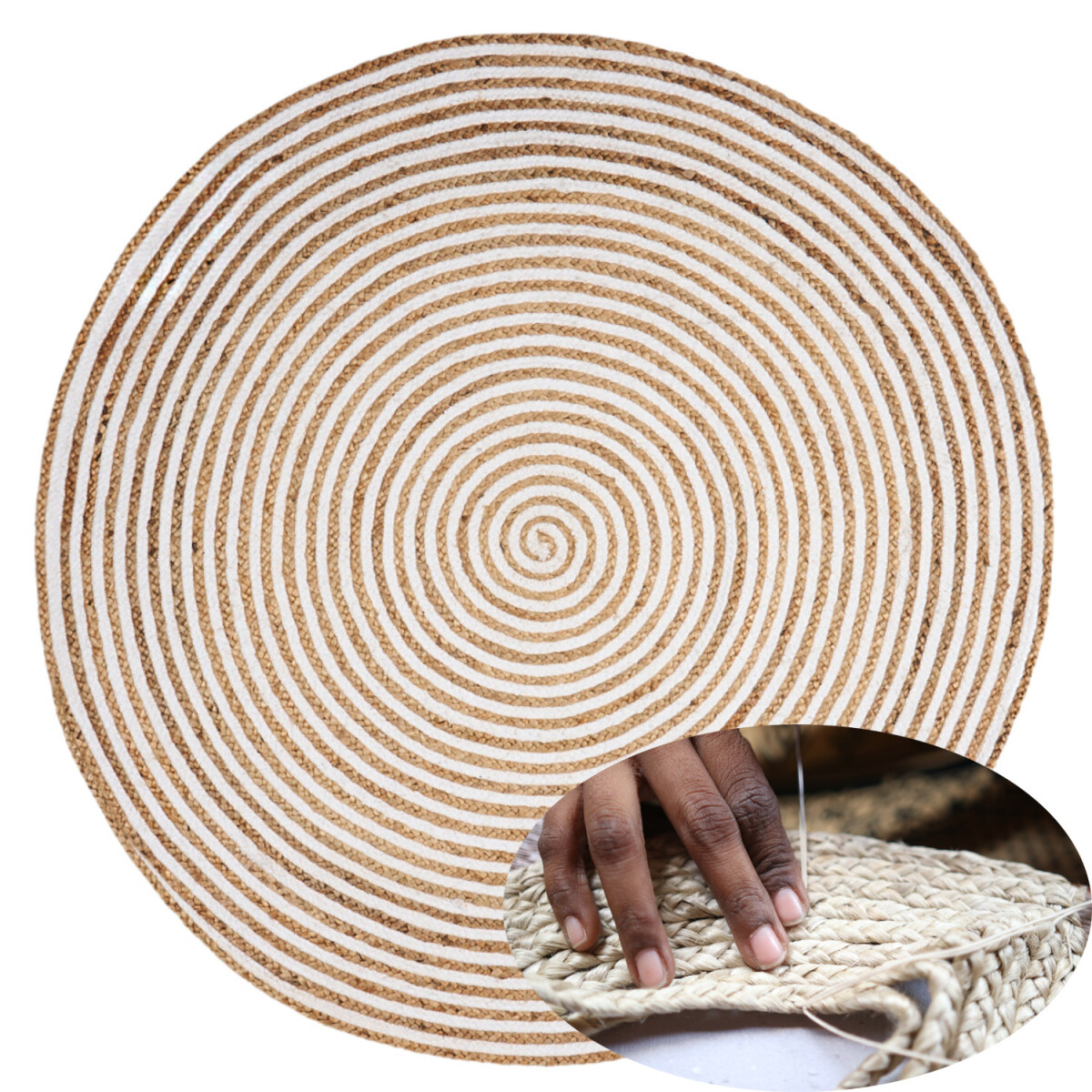 Jute Teppich Roccio rund 120cm | Naturteppich aus Jute &
