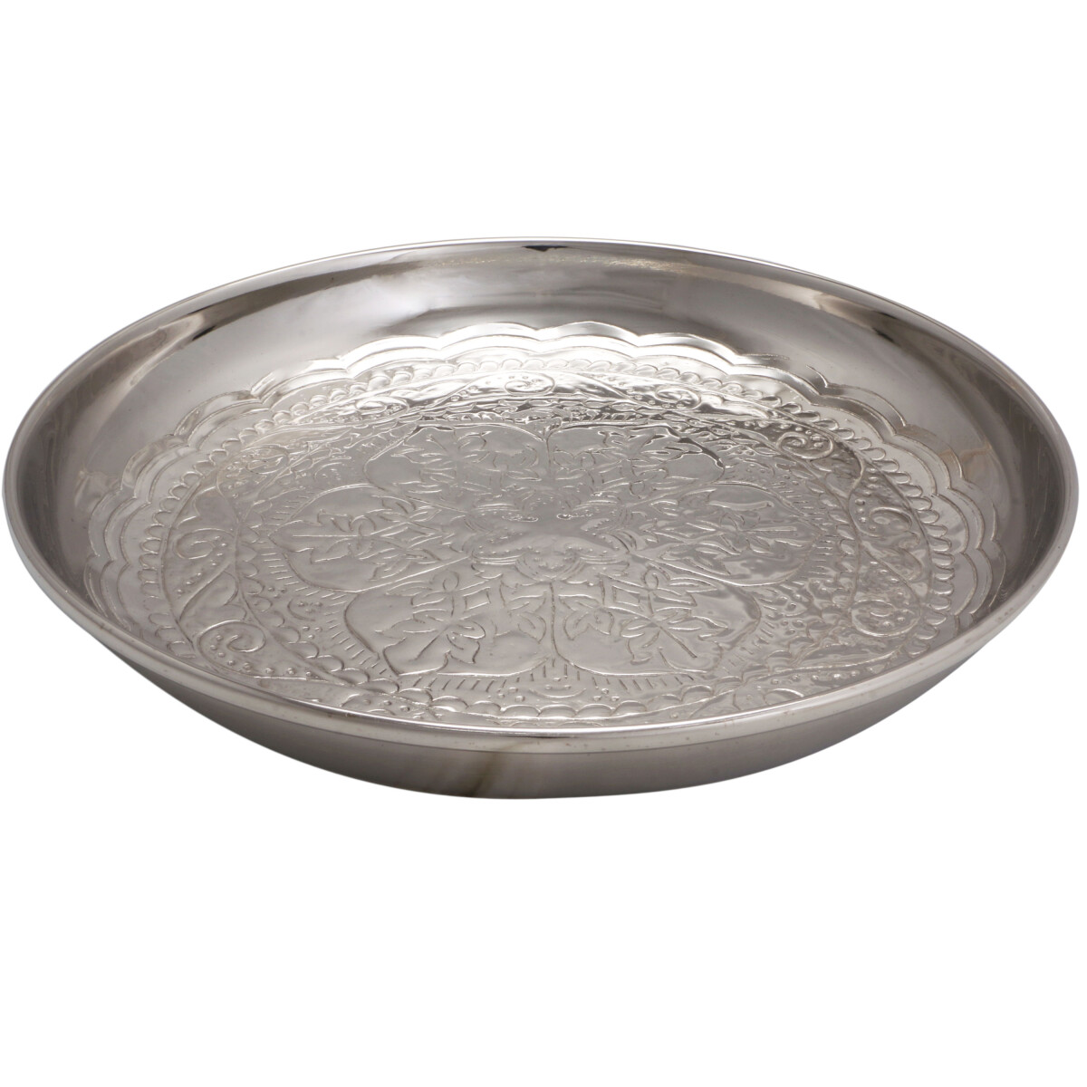 Orientalisches Tablett Serviertablett Afet Silber 31cm