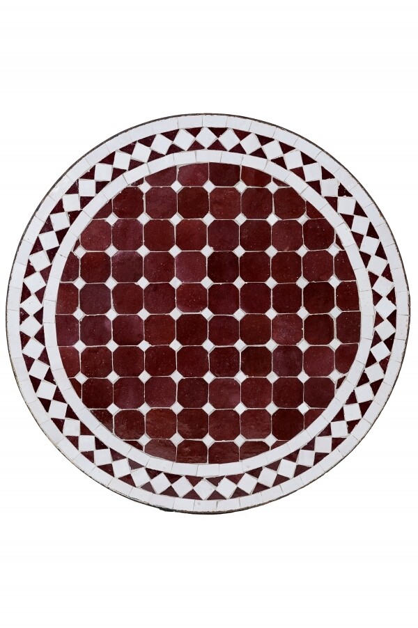 Marokkanische Mosaikplatte marrakesch Bordaux / Weiss, 60cm