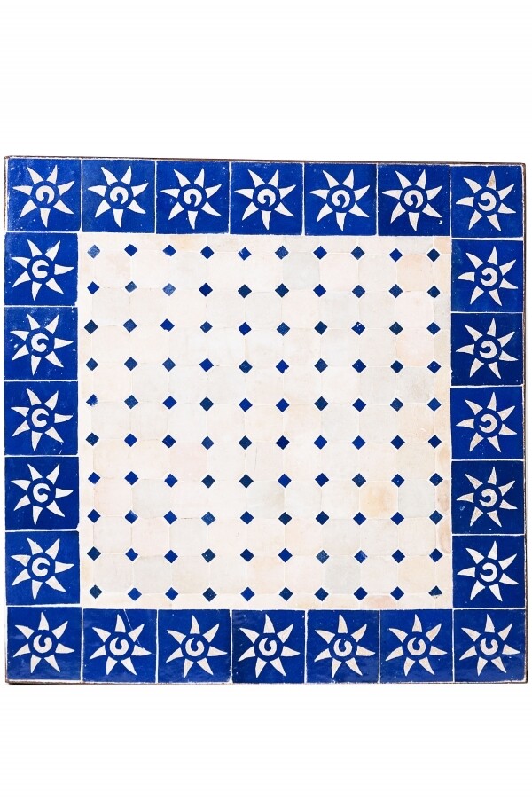 Marokko Mosaikplatte Sonne Natur / Blau - 70x70cm
