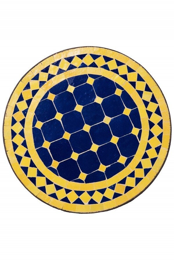Plateau de table oriental bleu et jaune  box