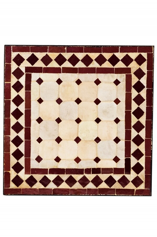 Marokkanische Mosaikplatte Marrakesch Natur Bordaux - Eckig 
