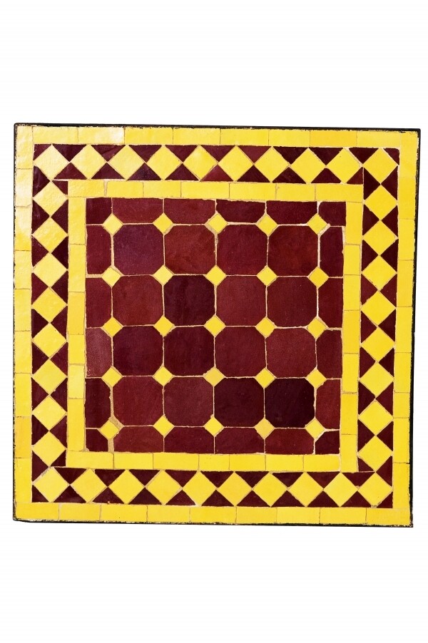 Orient Mosaikplatte Marrakesch Bordaux Gelb - Eckig 40x40cm