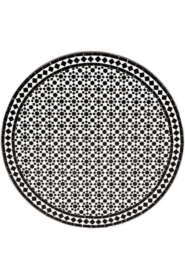 Marokkanische Mosaikplatte Albaicin Schwarz Weiss ø 1