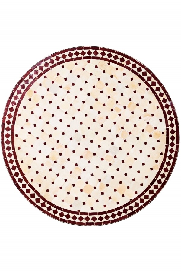 Marokkanische Mosaikplatte Marrakesch Natur/ Bordaux, 100cm