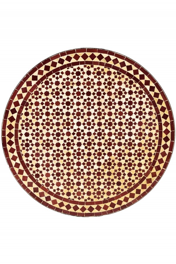 Marokkanische Mosaikplatte Albaicin Beige Bordeaux ø 