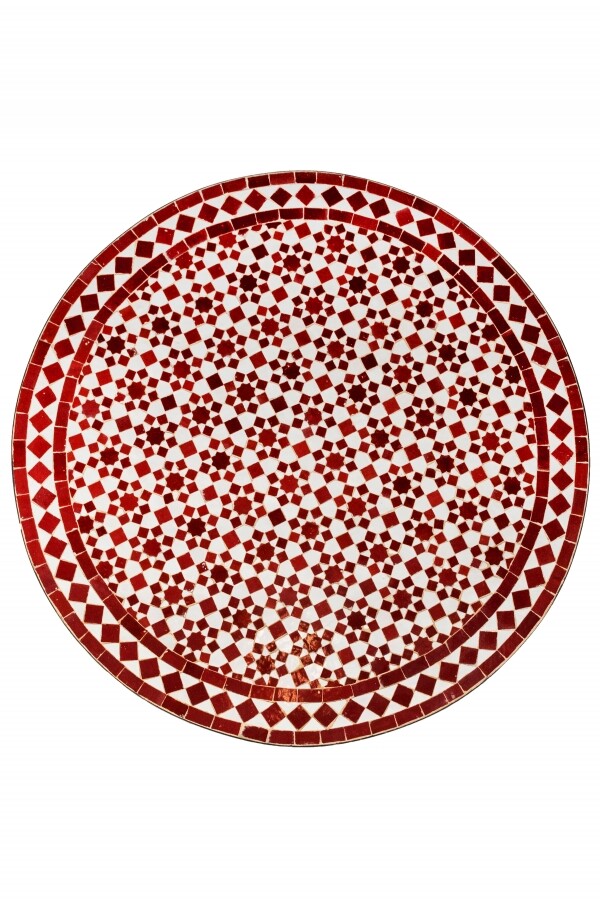 Marokkanische Mosaikplatte Albaicin Bordeaux Weiss ø 