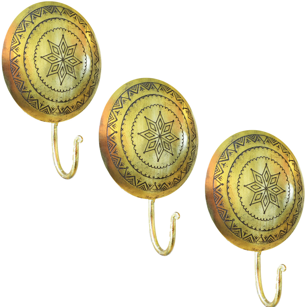 3er Set Vintage Kleiderhaken Haken Halis Gold